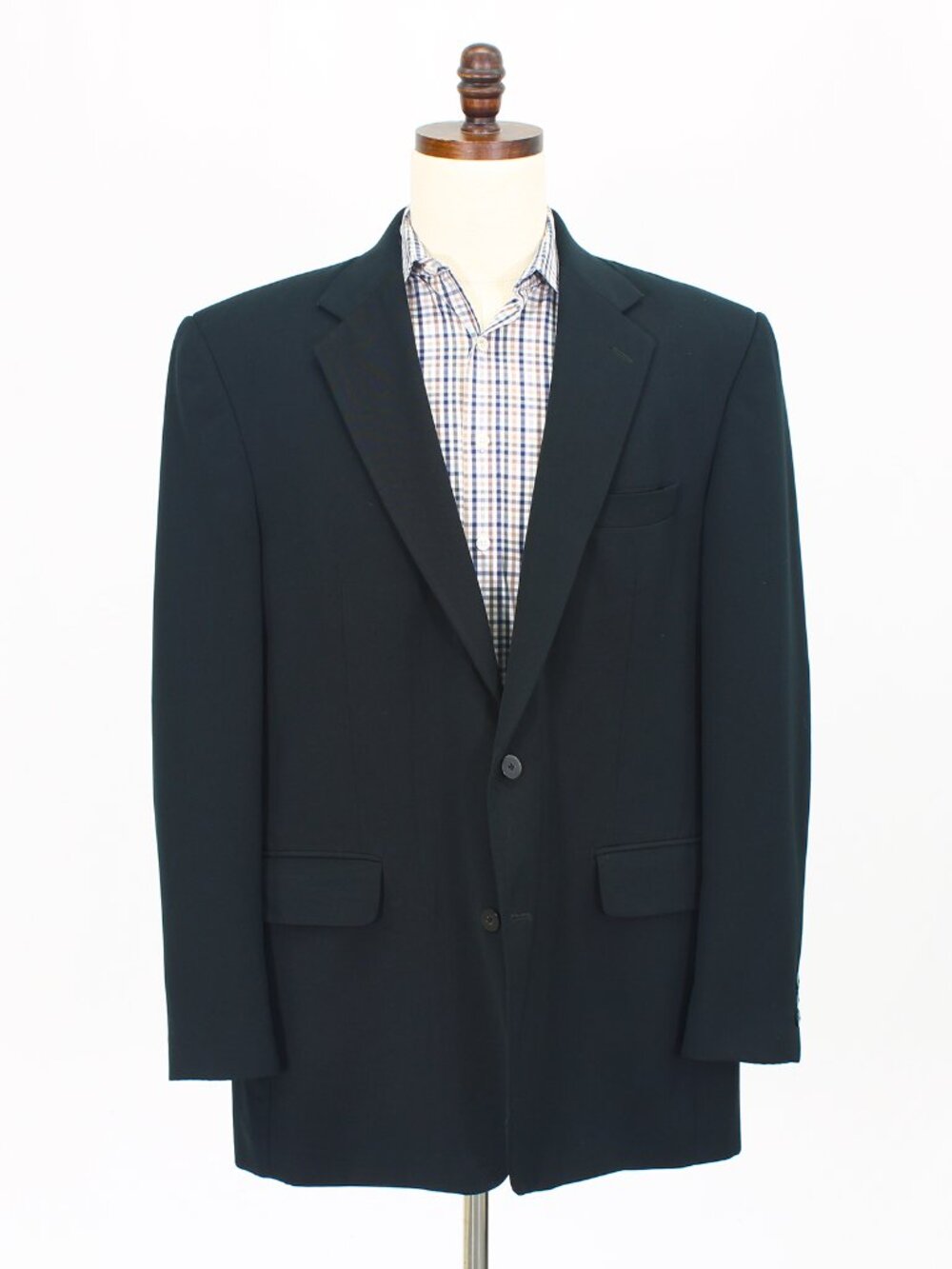 L.L. Bean 44L Black Blazer Sport Coat Jacket 2-Button Solid Y497